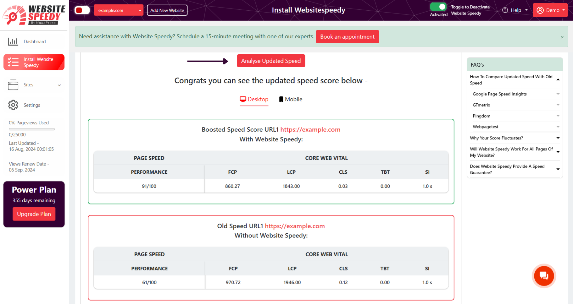 Now compare side by side performance and speed insights