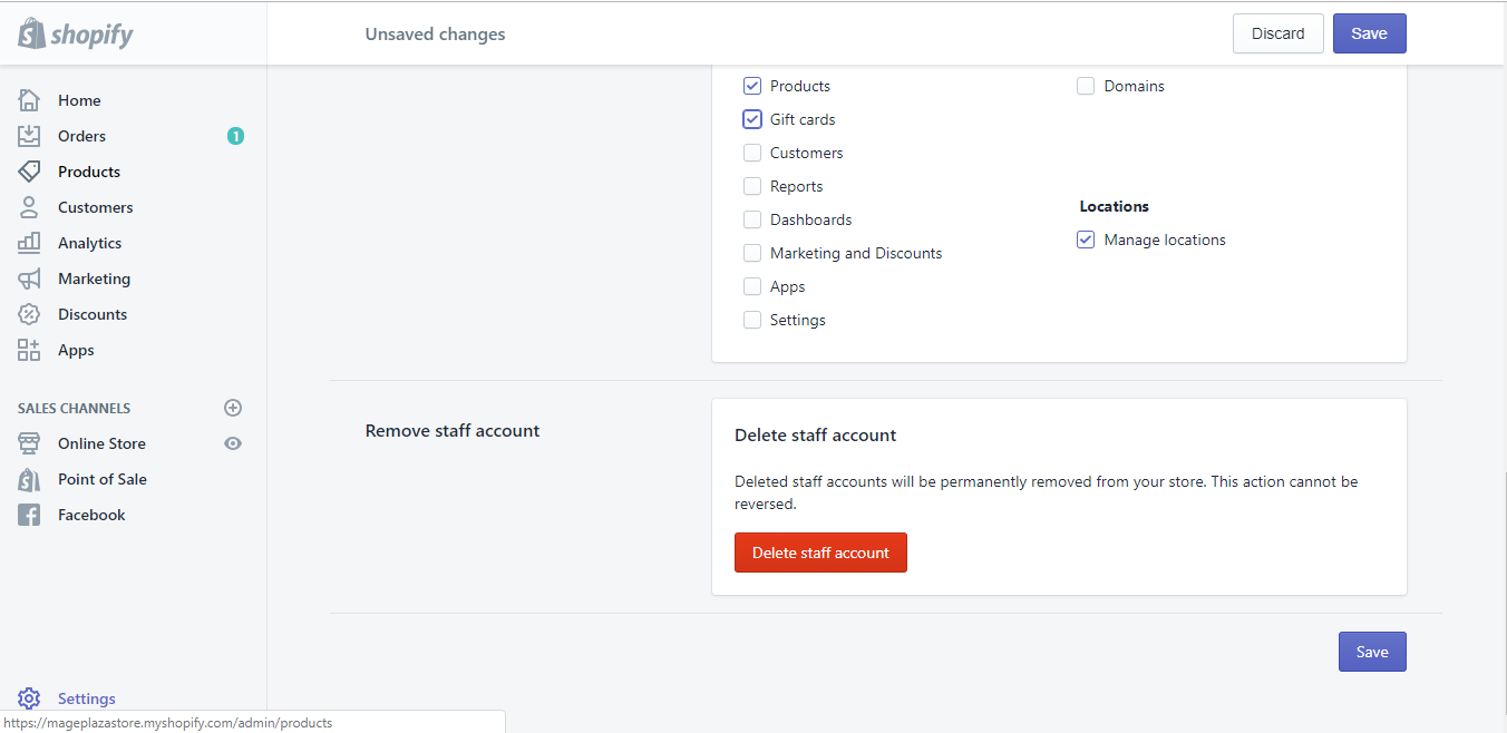 Shopify Staff Account Permissions step five